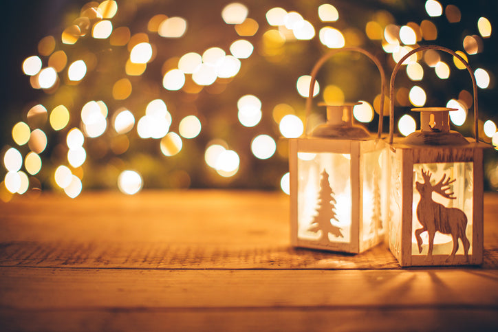 Holiday Lanterns at night