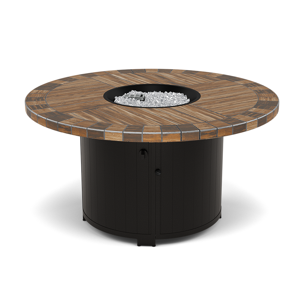 54" Round Reclaimed Conversation Height Fire Pit Table