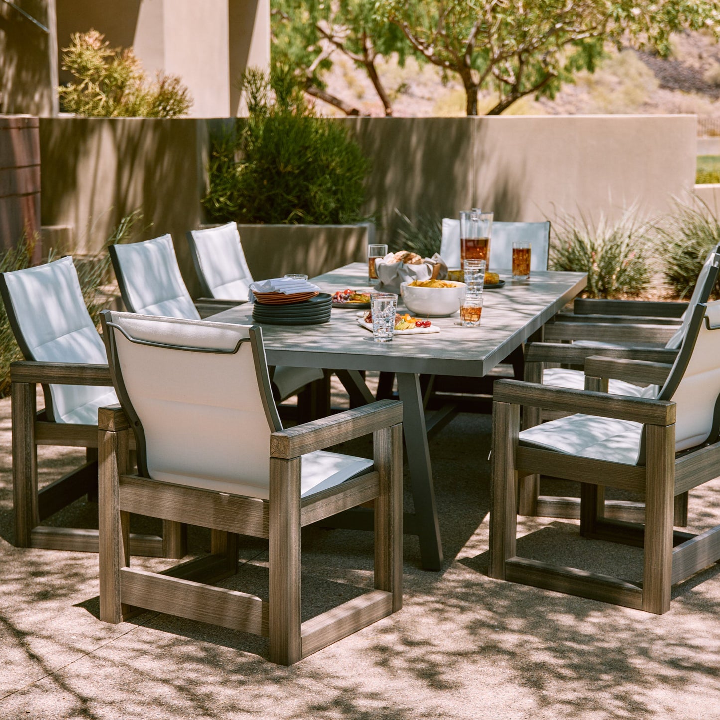 Frame Padded Sling Low Back Dining Chair