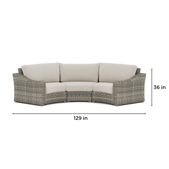 Loire Valley 3-Seat Curved Sectional-DIMENSION-FRONT