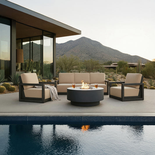 Naples round fire pit table