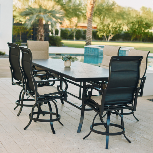 Rancho Padded Sling Swivel Balcony Barstool