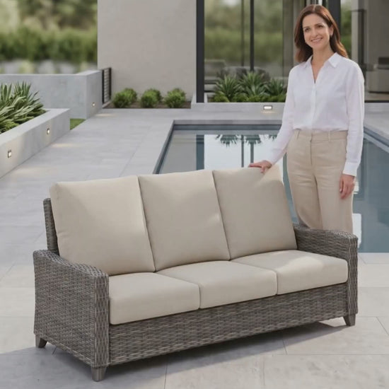 Edge Hill Sofa with customizable Bliss Cushions by Paddy O' Furniture.