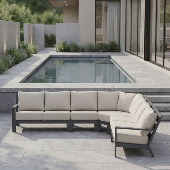 Paddy O' Furniture's Peninsula 7-seat sectional with luxury Bliss cushions.