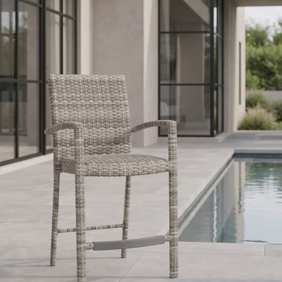 Paddy O' Furniture Malibu Balcony Chair with outdoor cushion.