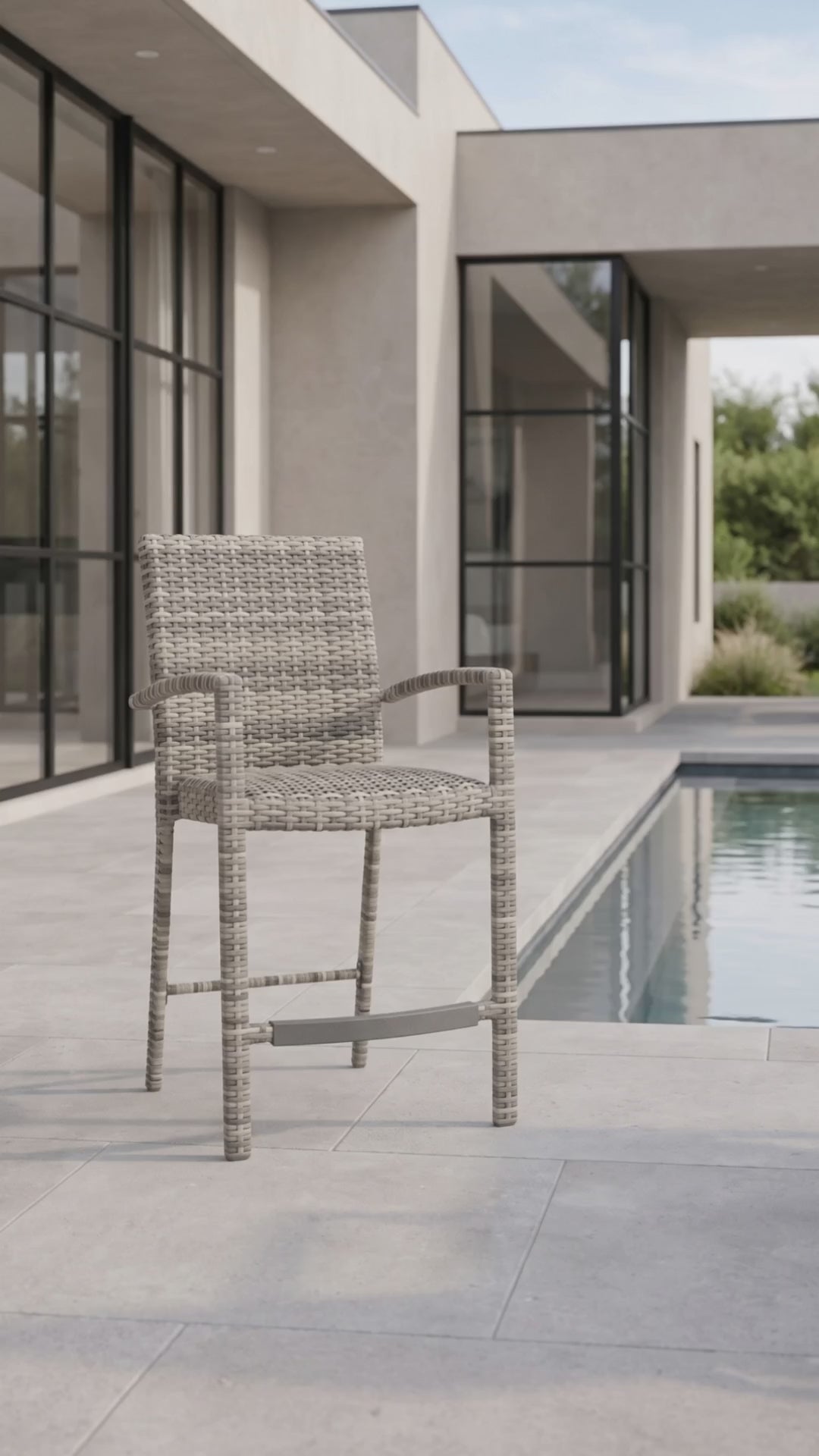 Paddy O' Furniture Malibu Balcony Chair with outdoor cushion.