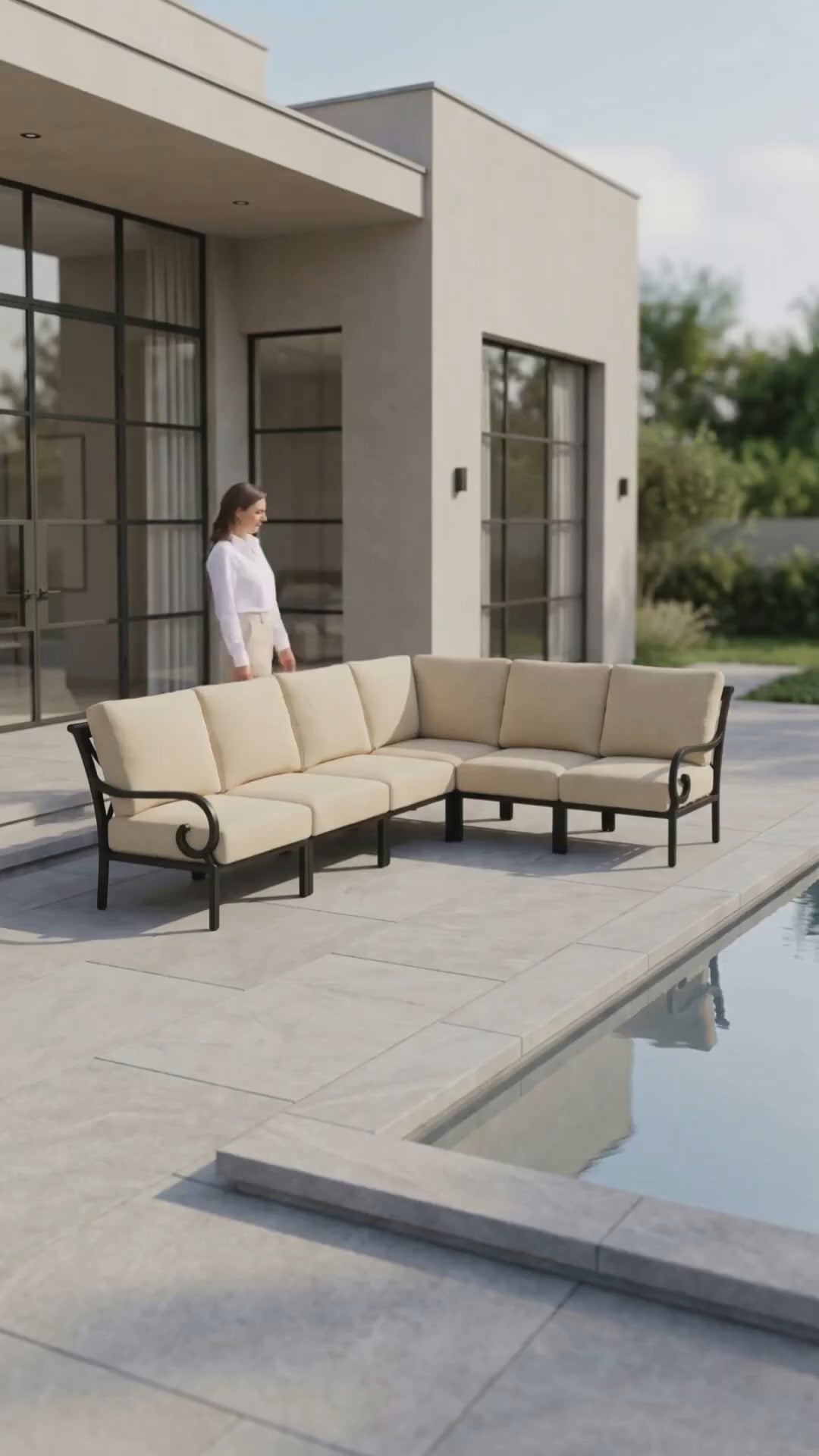 Rancho 6-seat L-shaped sectional with Bliss cushions by Paddy O' Furniture.