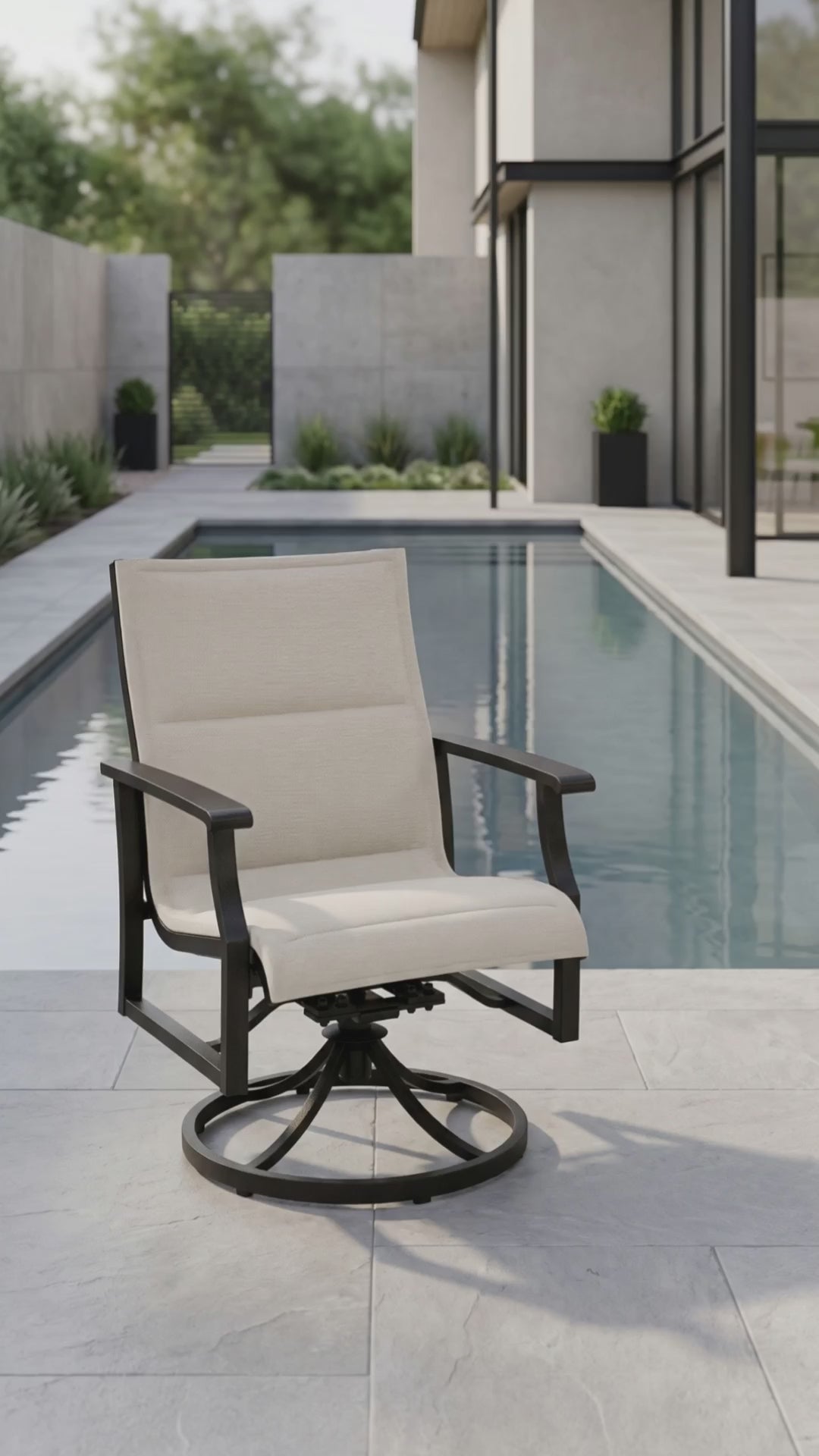 Paddy O' Furniture Newport padded sling swivel dining chair in soft bliss fabric.