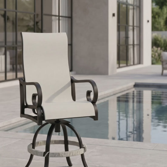 Transform your outdoor space into a luxury private retreat with the Rancho Sling Swivel Balcony Chair
