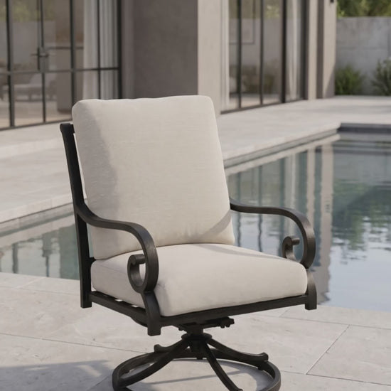 Club swivel  rocker with oatmeal cushions