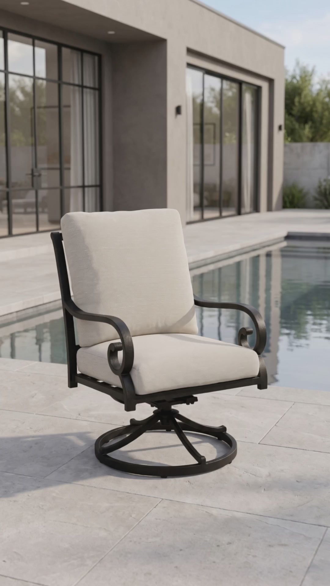 Club swivel  rocker with oatmeal cushions