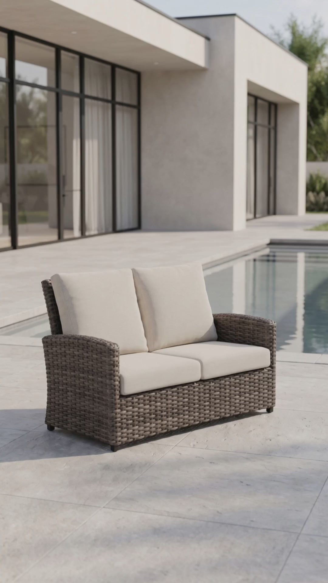 Malibu Loveseat with comfortable Bliss cushions by Paddy O' Furniture.