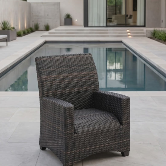 Ventura Woven Club Chair with handwoven textures and built-in cushion seat by Paddy O' Furniture