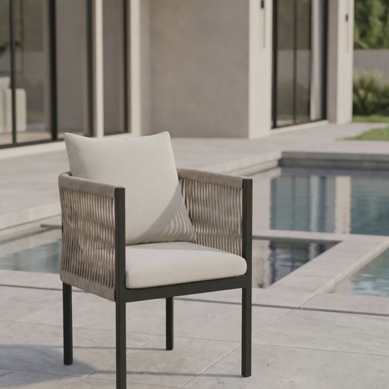 Paddy O' Furniture Resort Condo Club Chair with comfortable Bliss cushion on a private outdoor balcony.