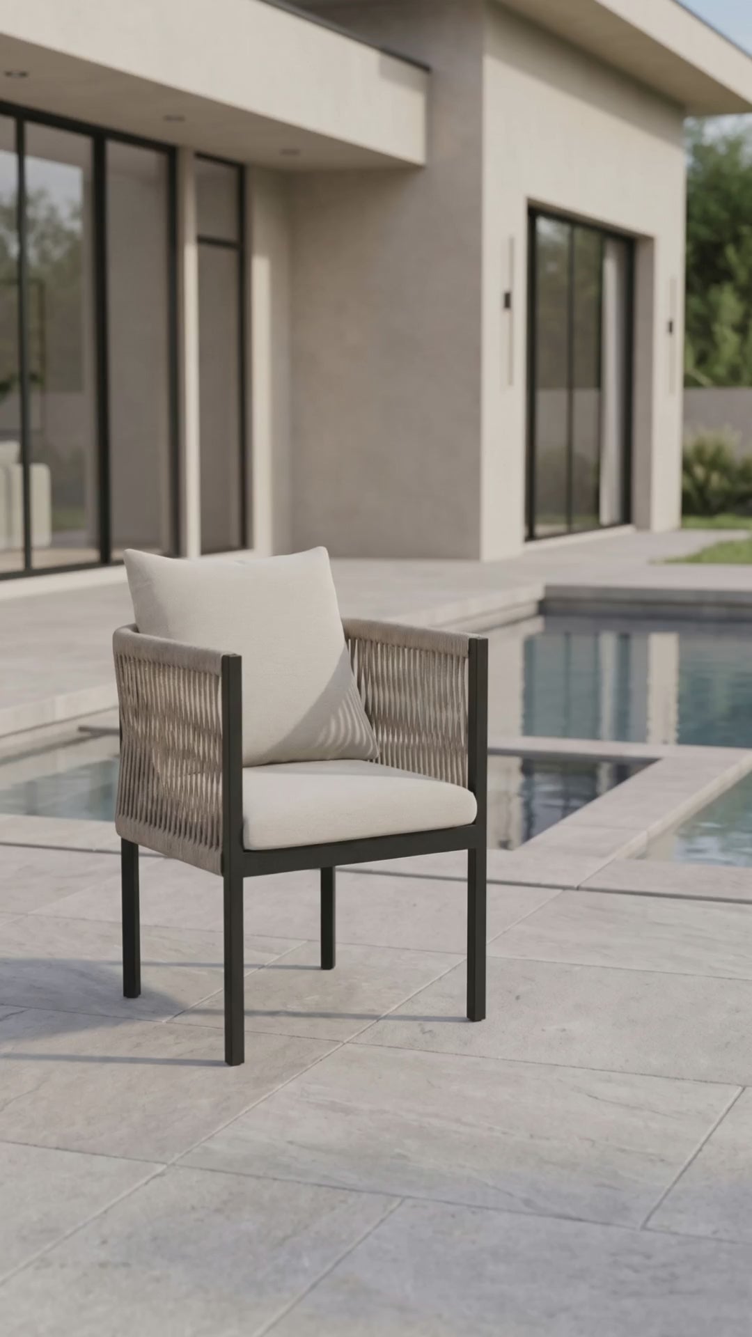 Paddy O' Furniture Resort Condo Club Chair with comfortable Bliss cushion on a private outdoor balcony.