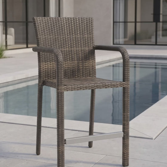 Relaxing on a private terrace with the luxury, contoured Glendale Bistro balcony chair.