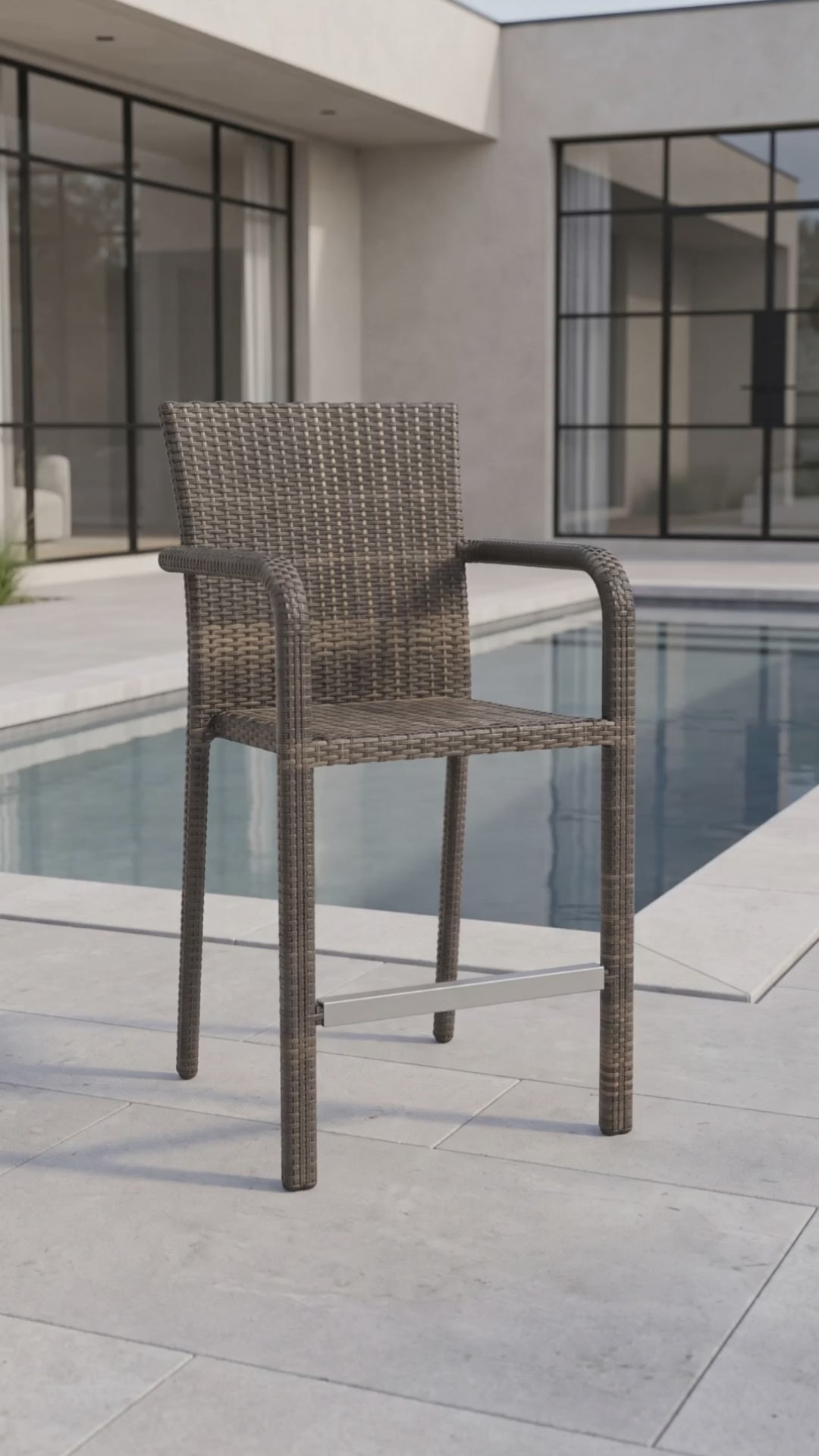 Relaxing on a private terrace with the luxury, contoured Glendale Bistro balcony chair.