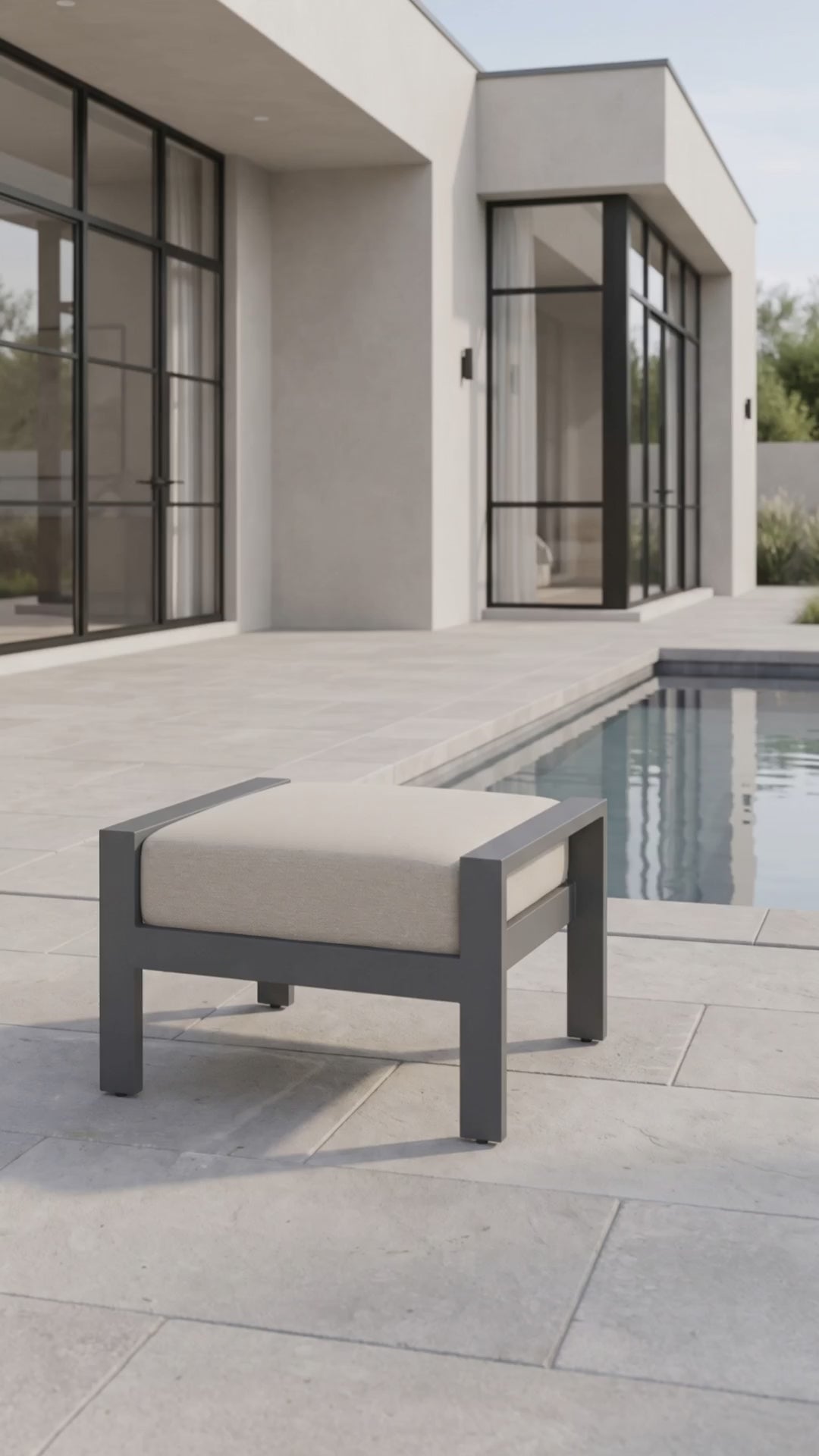 a sleek modern outdoor ottoman