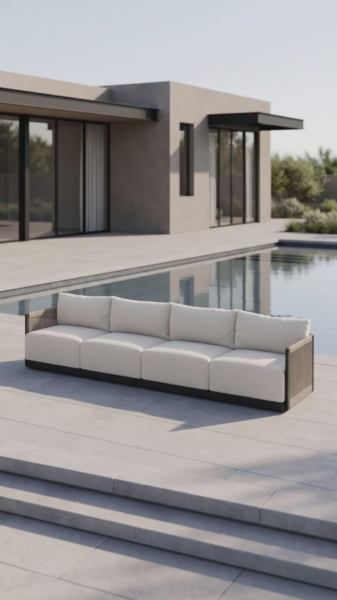 Paddy O' Furniture Resort 4-Seat Outdoor Sofa with plush cushions on a patio.