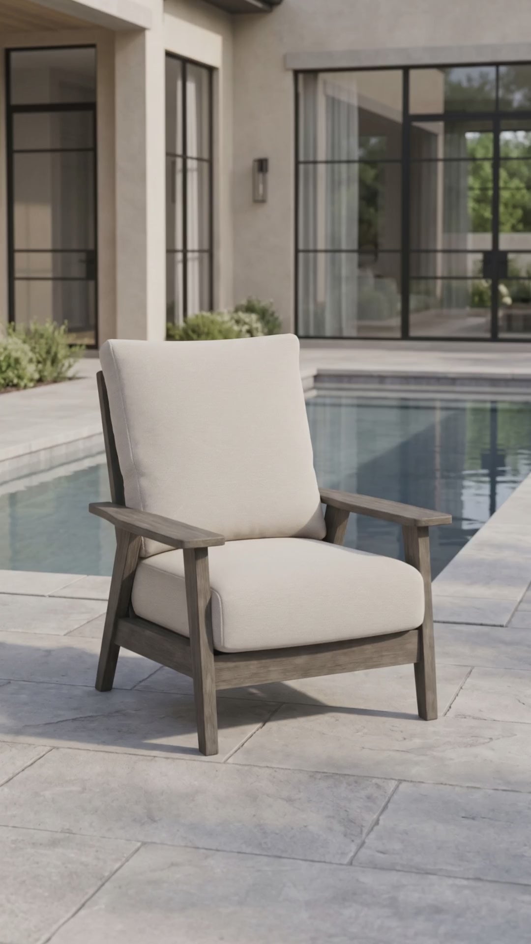 Paddy O' Furniture Patriot Club outdoor chair with soft Bliss cushions.