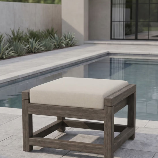 Versatile Lakeside outdoor ottoman and footrest with plush Bliss cushioning from Paddy O' Furniture