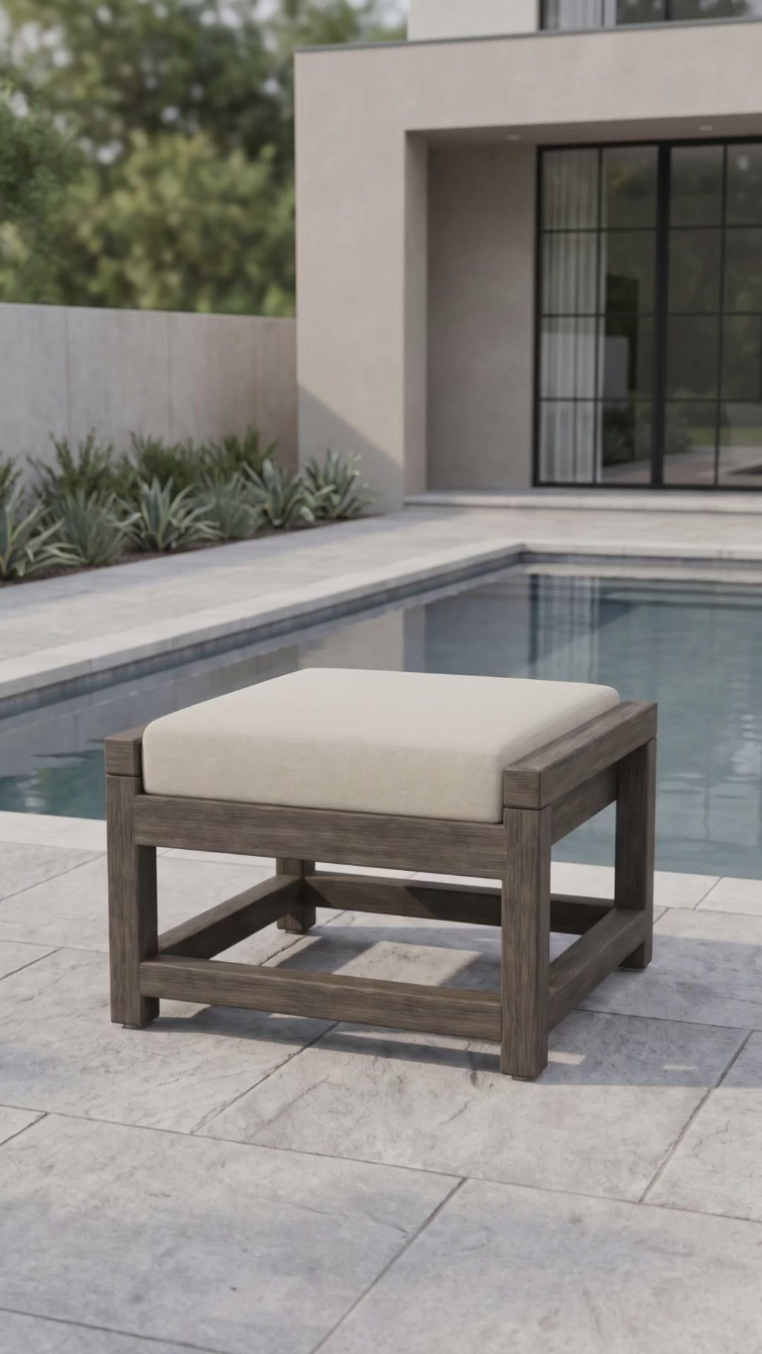 Versatile Lakeside outdoor ottoman and footrest with plush Bliss cushioning from Paddy O' Furniture