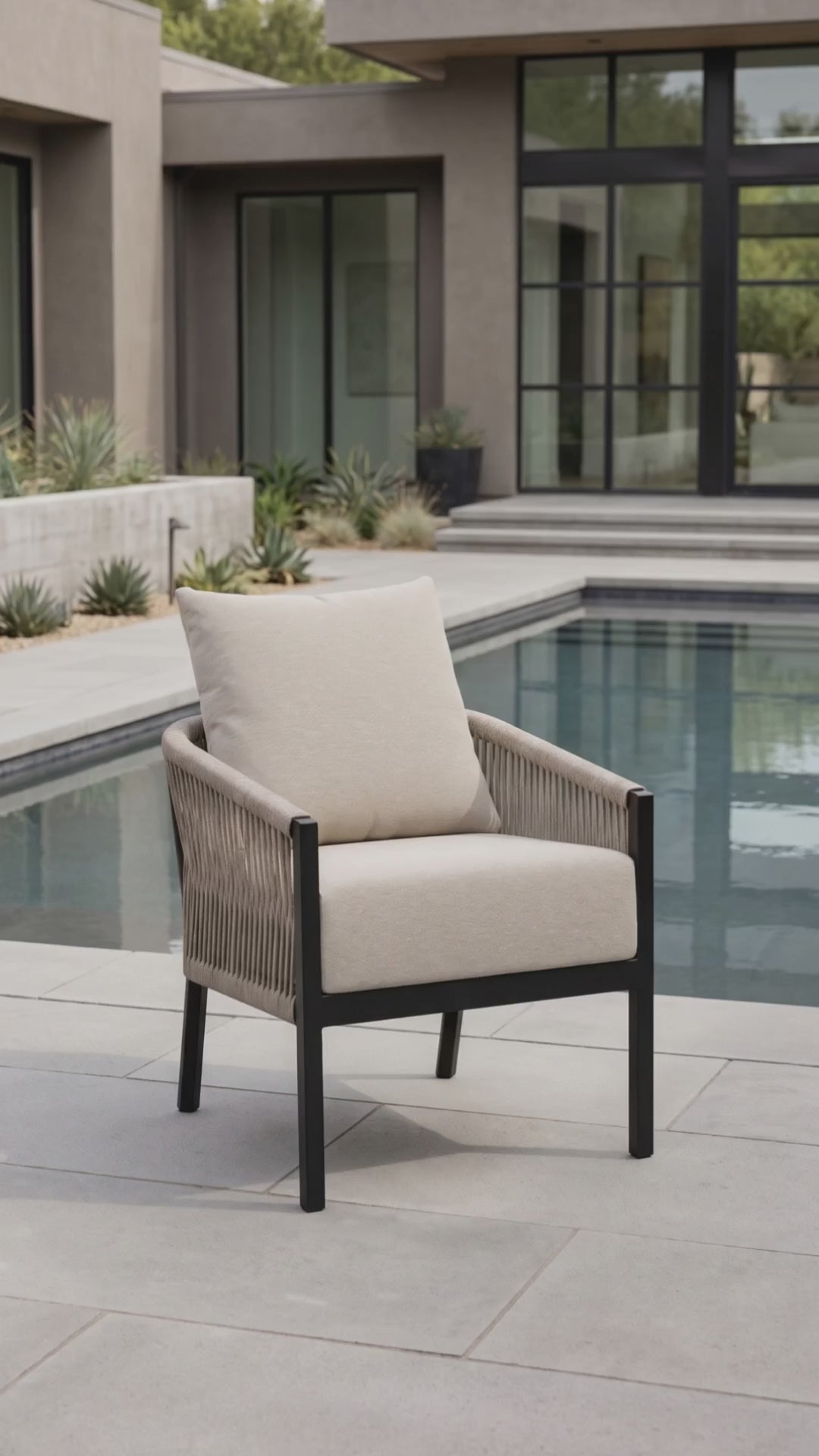 Premium outdoor Resort dining chair by Paddy O' Furniture featuring sleek frame design and comfortable Bliss cushions.