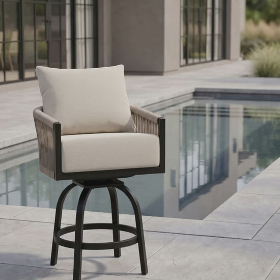 Paddy O' Furniture Resort Balcony Chair with luxury outdoor cushions.