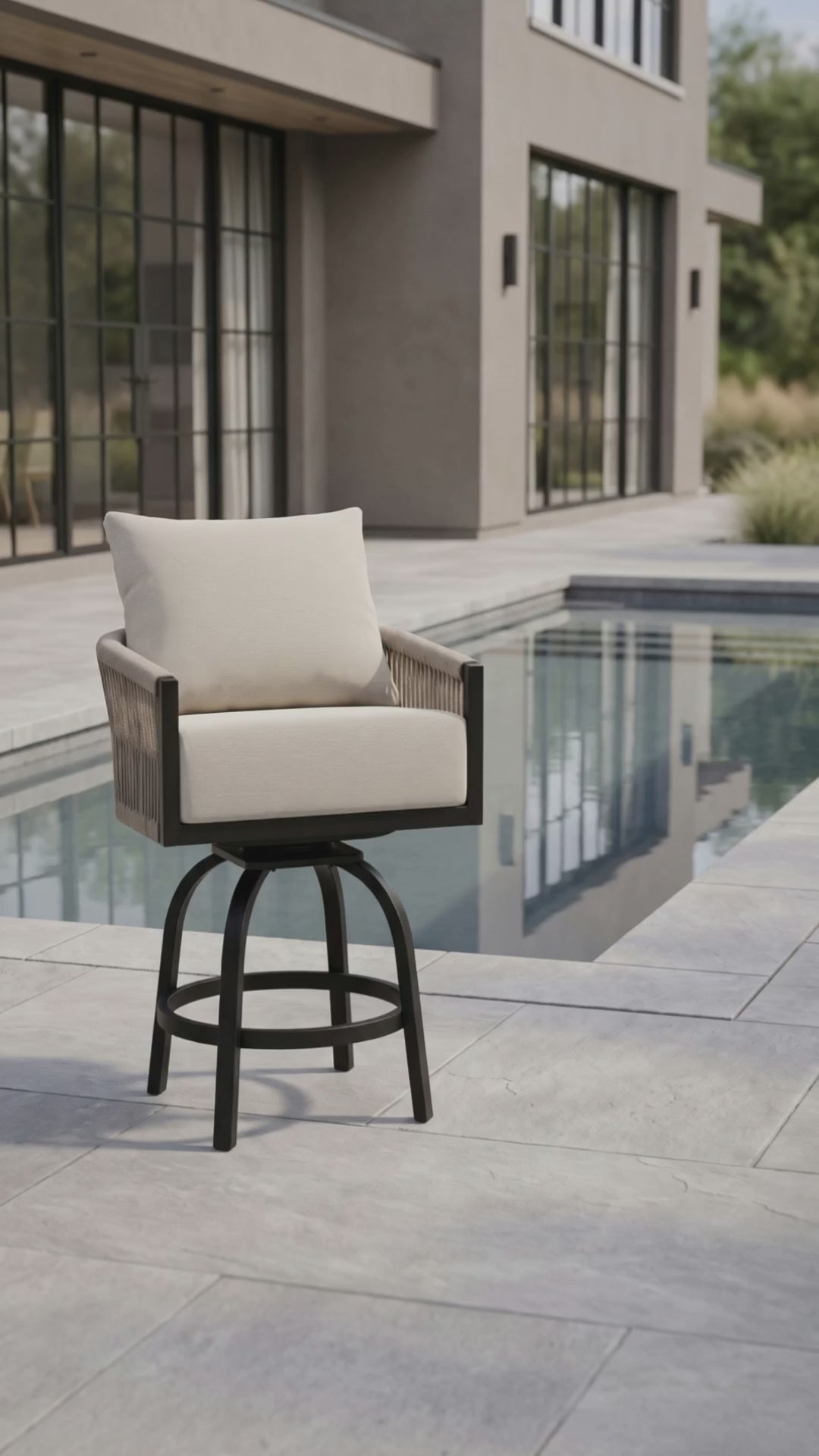 Paddy O' Furniture Resort Balcony Chair with luxury outdoor cushions.