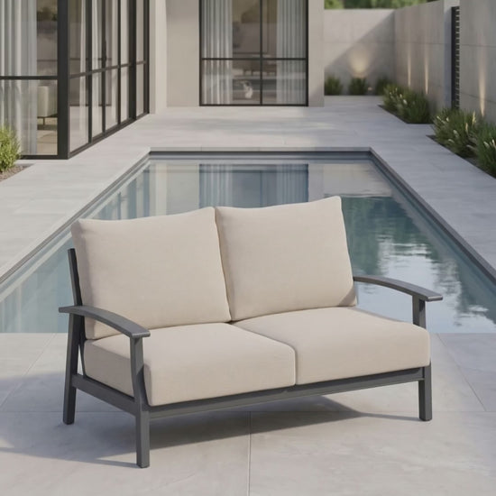 Rockport Loveseat with Bliss cushions by Paddy O' Furniture.