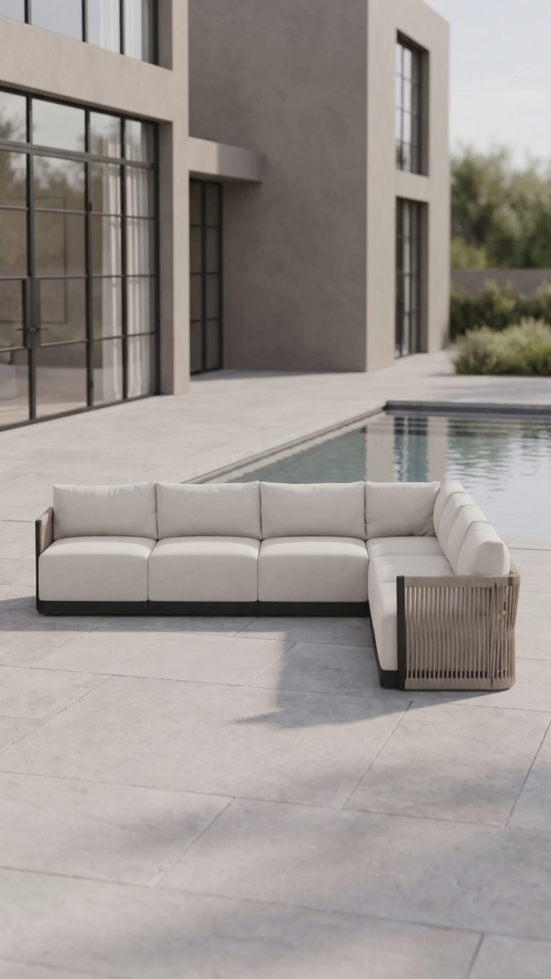 Paddy O' Furniture Resort 7-Seat Sectional outdoor sofa with plush cushion seating.