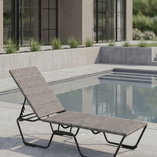 Sleek Paddy O' Furniture Glendale Bistro stackable chaise lounge for elegant outdoor relaxation.
