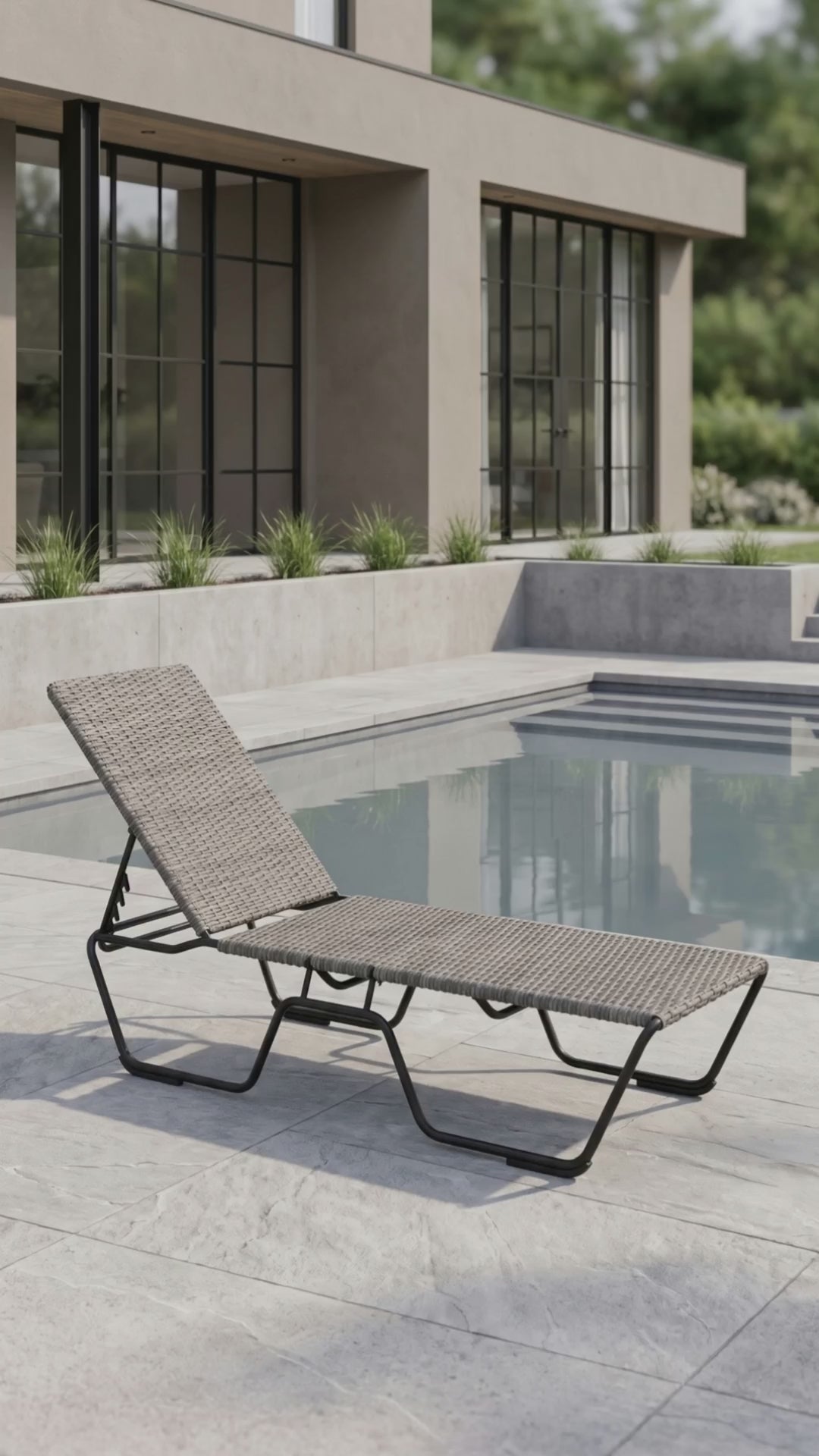 Sleek Paddy O' Furniture Glendale Bistro stackable chaise lounge for elegant outdoor relaxation.