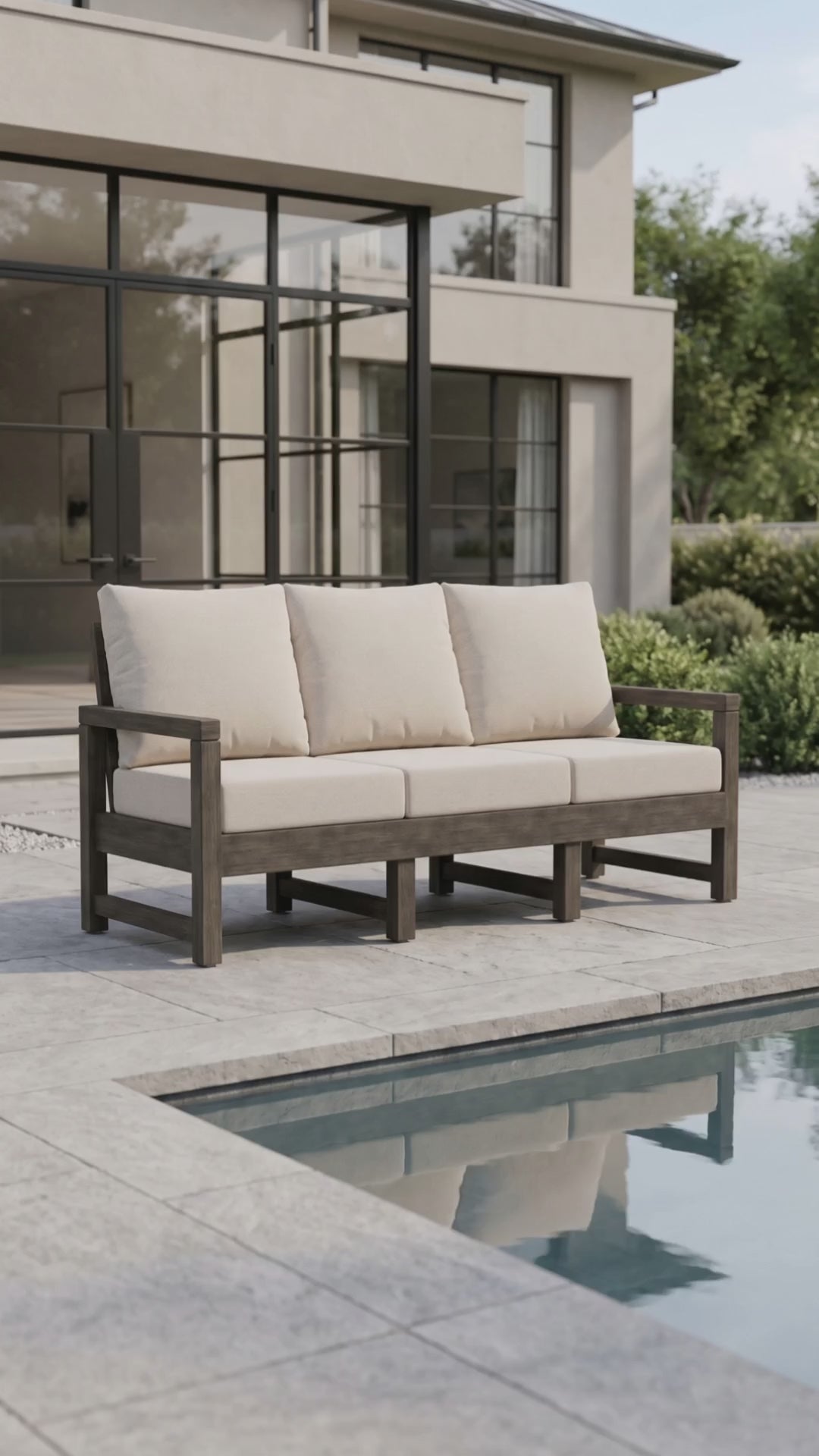 The Lakeside outdoor sofa with deep seating cushions from Paddy O' Furniture.